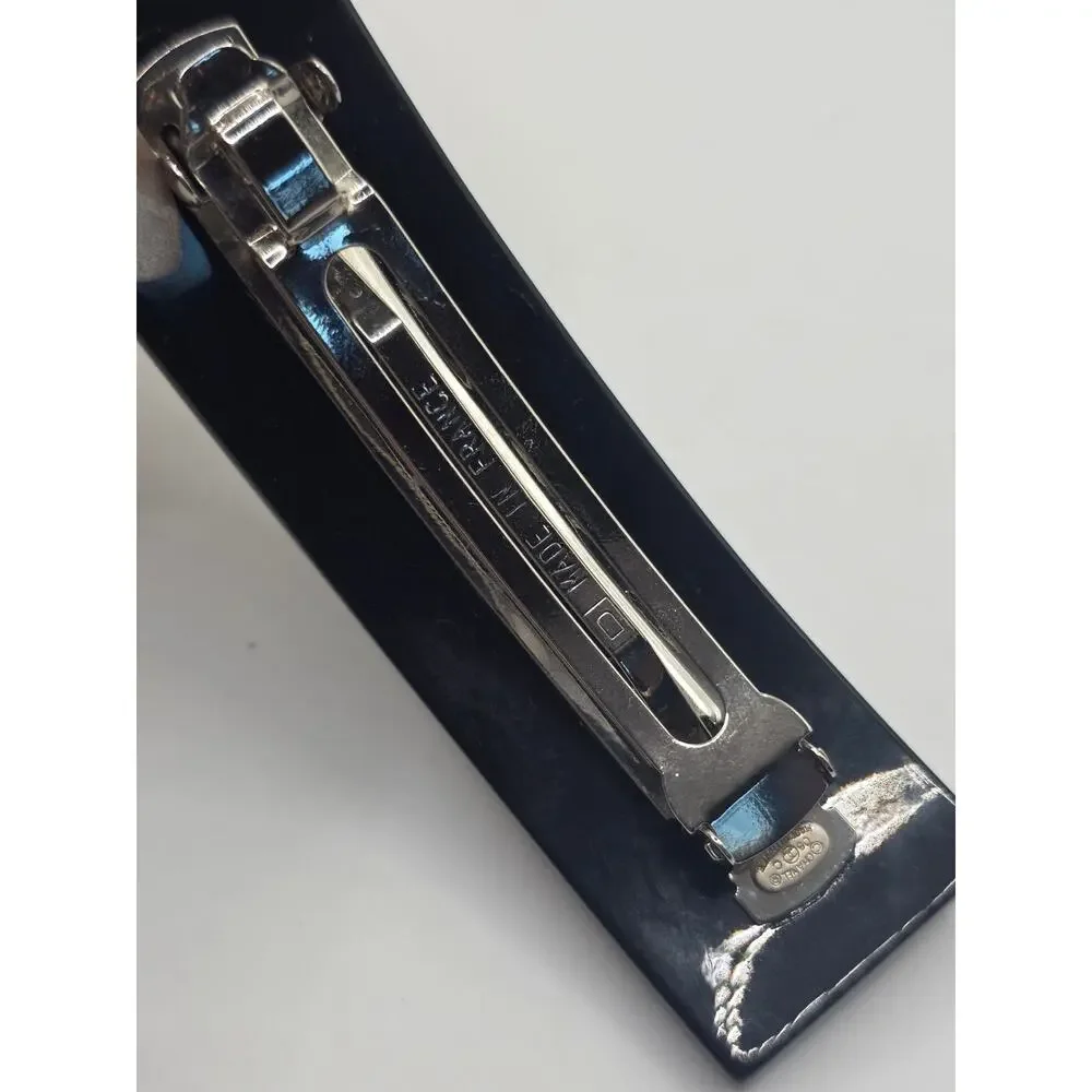 Chanel Black white Polka Dot Interlocking CC Hair Clip - Picture 10 of 14